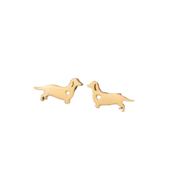 Aros Dorados De Perro Salchicha En Acero Inoxidable