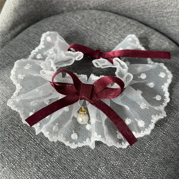 Collar De Lazo De Encaje Blanco - Para 4 kg - Moxy Pet Box