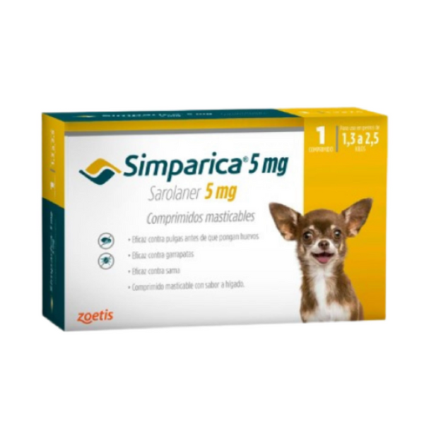 Simparica 5 MG 1,3 - 2,5 Kg - Moxy Pet Box