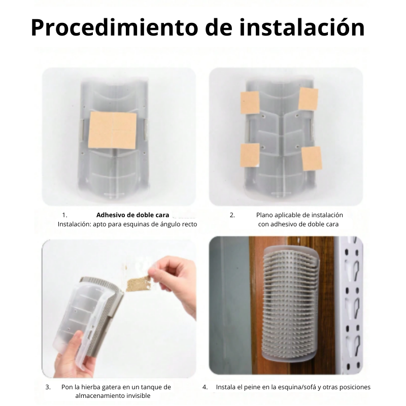 Rascador De Pared Para Gatos Con Peine De Masaje Esquinero De Auto-Aseo Premium