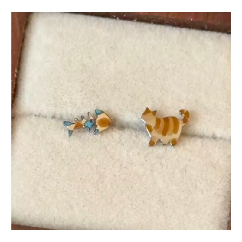 Aros De Resina De Pez Y Gato Joyería Pet Lover