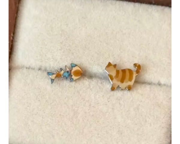 Aros De Resina De Pez Y Gato Joyería Pet Lover