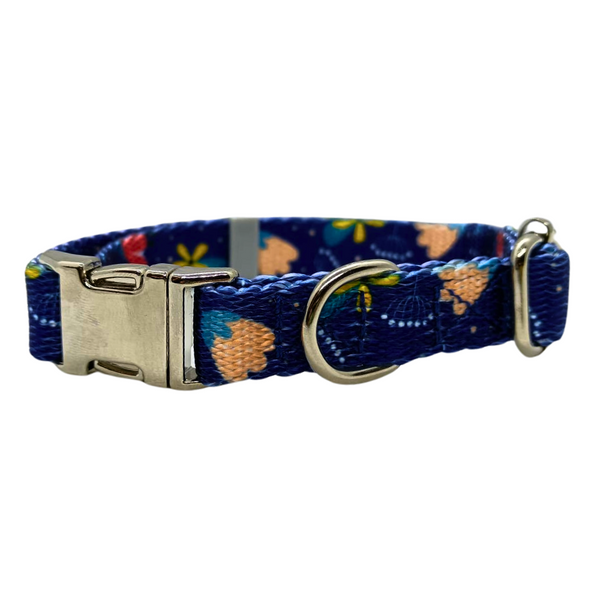 Collar Ajustable Para Mascotas Talla S Con Estampado Azul