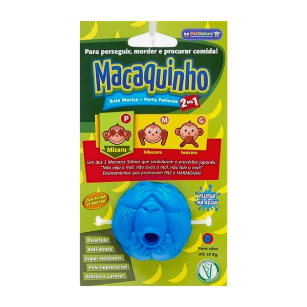 Pelota Macaquinho Para Perros Azul Con Aroma A Plátano
