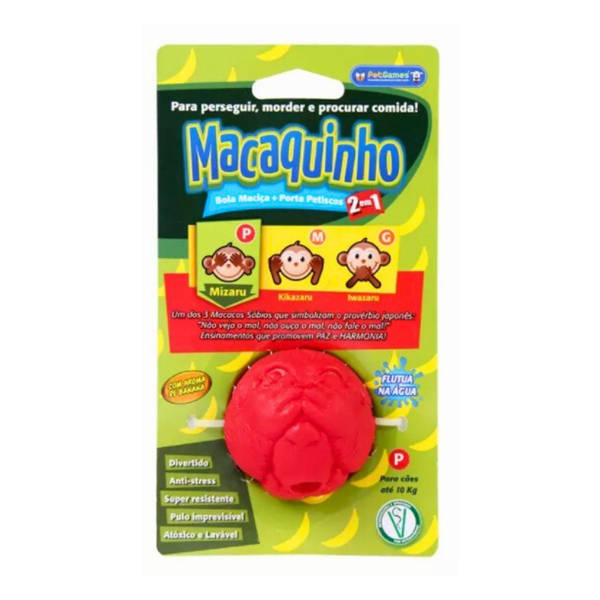 Pelota Macaquinho Para Perros Roja Con Aroma A Plátano