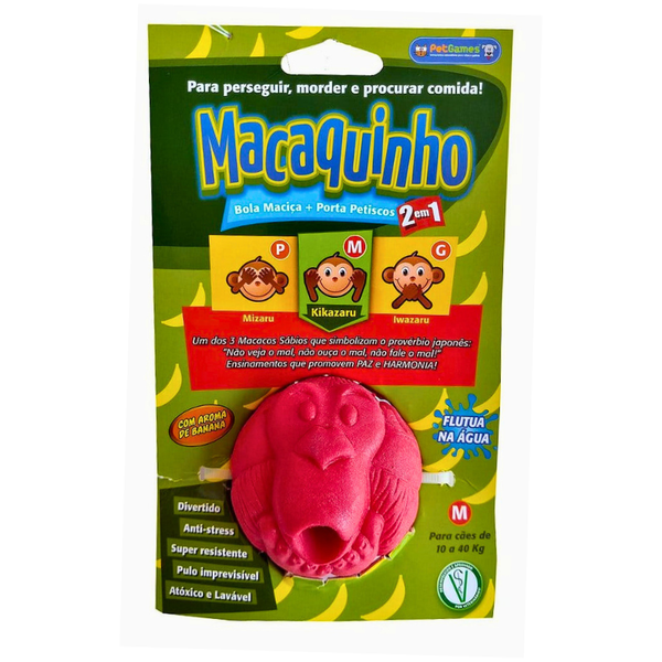 Pelota Macaquinho Para Perros Roja Con Aroma A Plátano