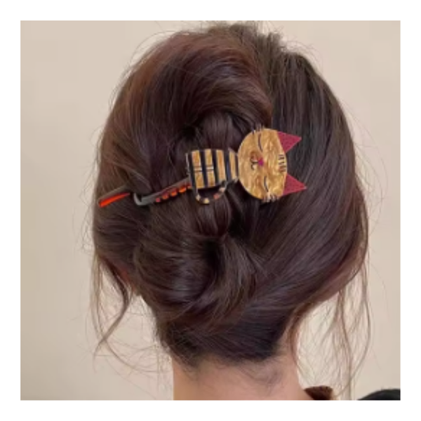 Gancho De Pelo Acrílico Con Diseño De Gato
