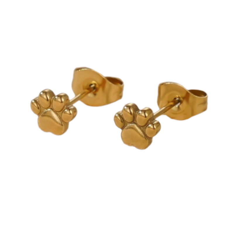 Aros Elegantes Dorados De Huellas De Acero Inoxidable