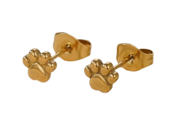 Aros Elegantes Dorados De Huellas De Acero Inoxidable
