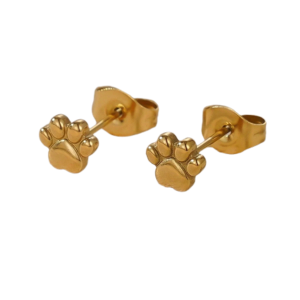 Aros Elegantes Dorados De Huellas De Acero Inoxidable