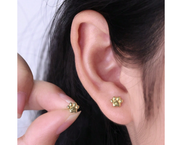 Aros Elegantes Dorados De Huellas De Acero Inoxidable