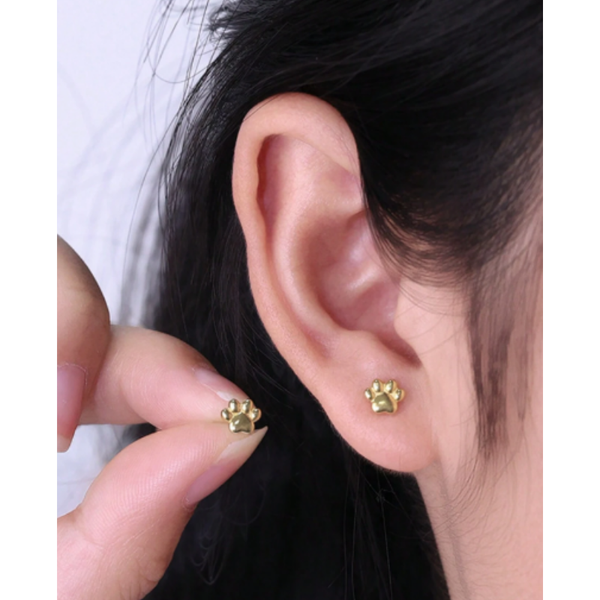 Aros Elegantes Dorados De Huellas De Acero Inoxidable