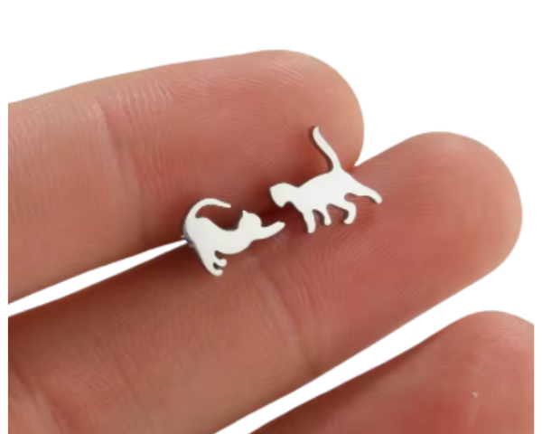 Aros De Gato Plateados Acero Inoxidable