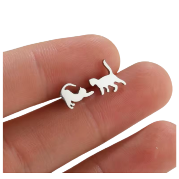 Aros De Gato Plateados Acero Inoxidable