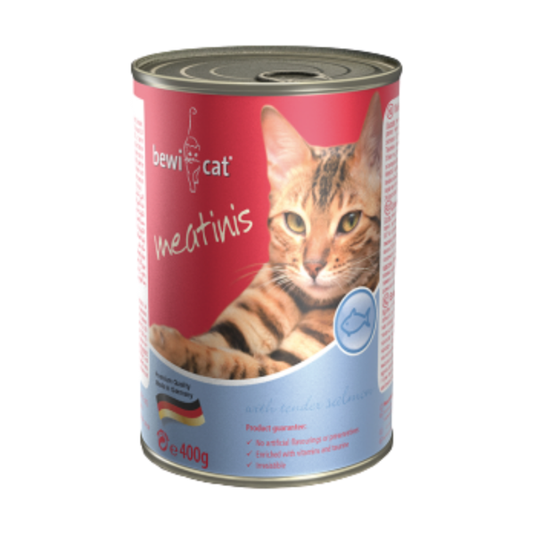 Alimento Húmedo para Gatos 400 g - BewiCat Meatinis Rico en Salmón - Moxy Pet Box