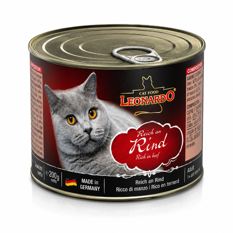 Alimento Húmedo Gato Leonardo Lata Ternera 200 Gr