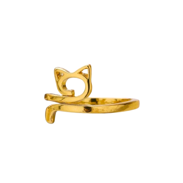 Anillo de Ganchillo con Orejas de Gato Ajustable Dorado - Moxy Pet Box
