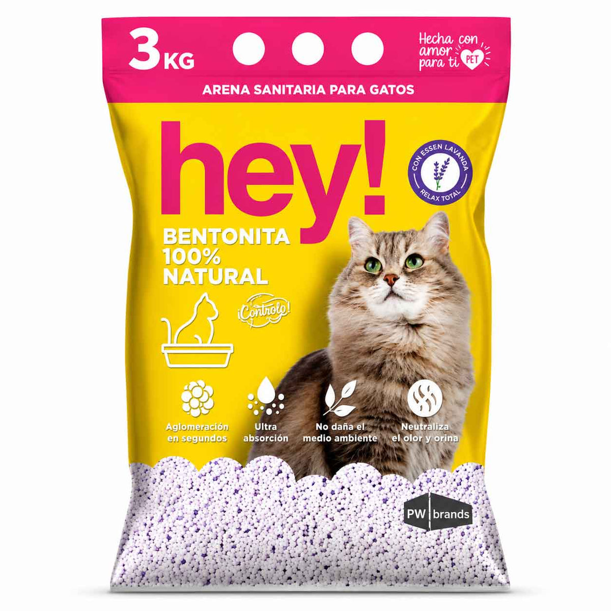 Arena Sanitaria HEY! Lavanda 3 kg Para Gatos
