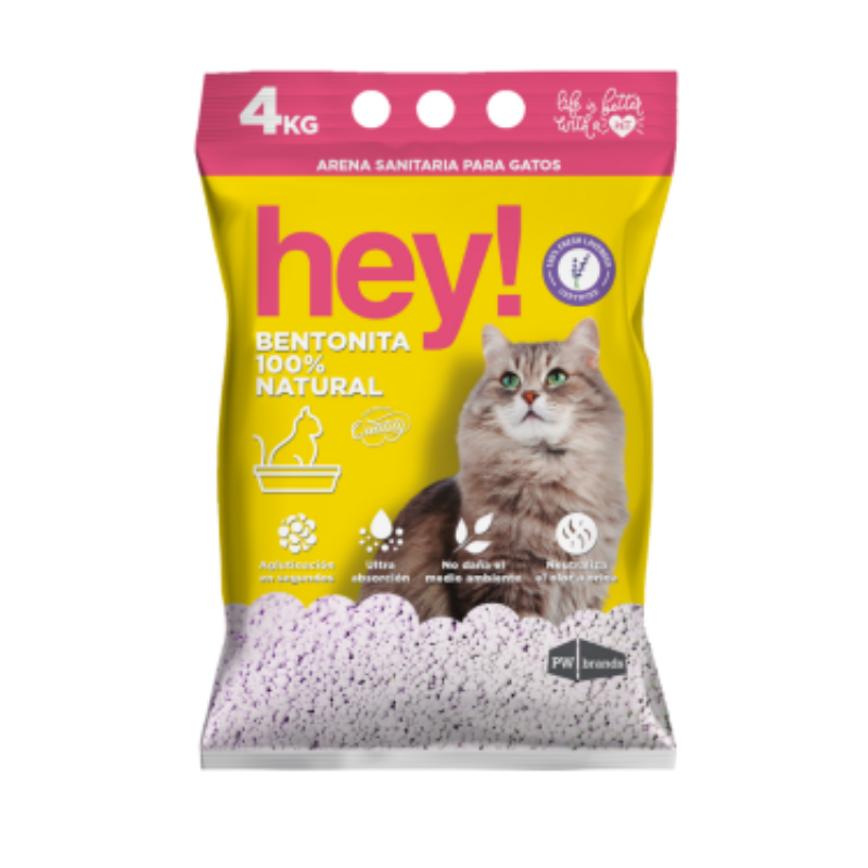 Arena Sanitaria HEY!  Para Gatos 4 kg Aroma Lavanda - Moxy Pet Box