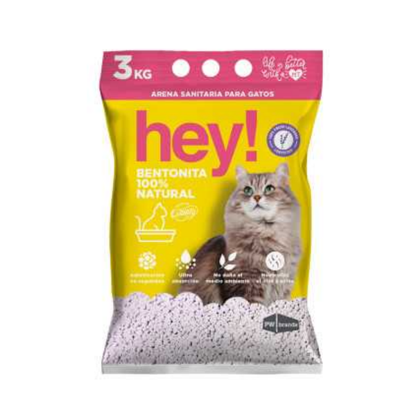 Arena Sanitaria Hey! Lavanda 3 kg Para Gatos - Moxy Pet Box