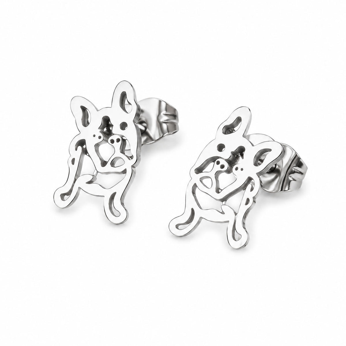 Aros Con Diseño De Bulldog Francés Acero Inoxidable