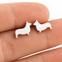 Aros Con Diseño De Corgi Plateado Acero Inoxidable