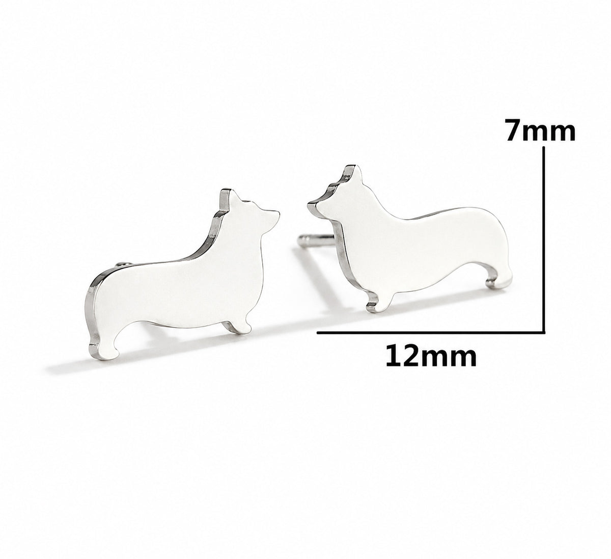 Aros Con Diseño De Corgi Plateado Acero Inoxidable