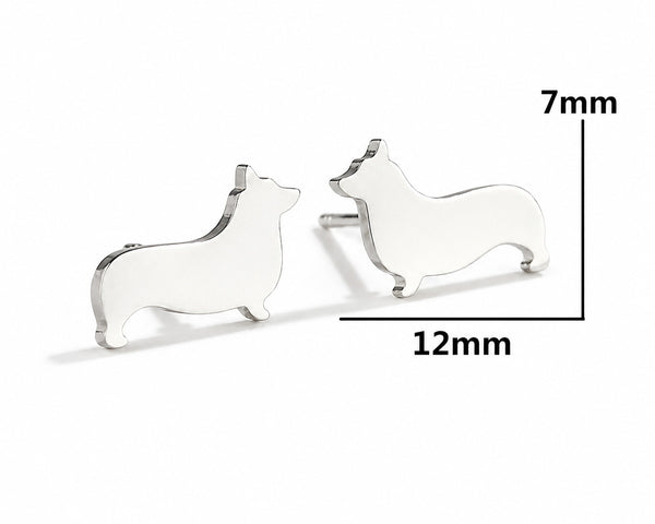 Aros Con Diseño De Corgi Dorado Acero Inoxidable