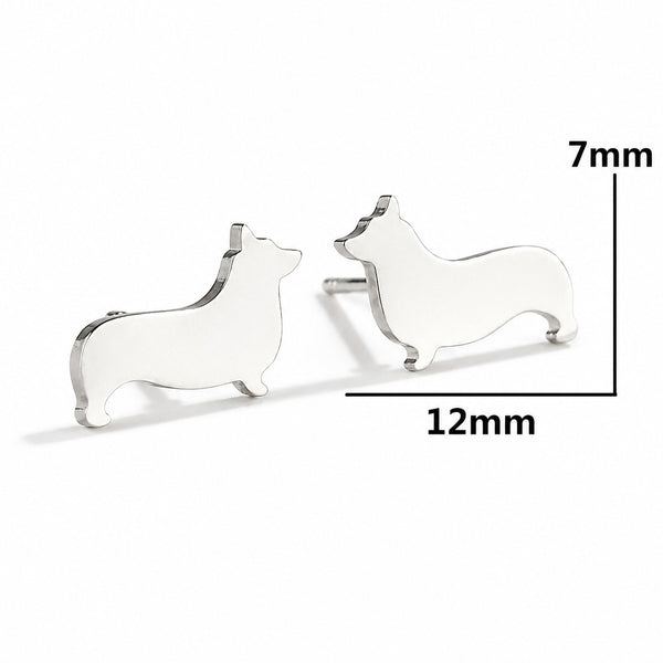 Aros Con Diseño De Corgi Dorado Acero Inoxidable