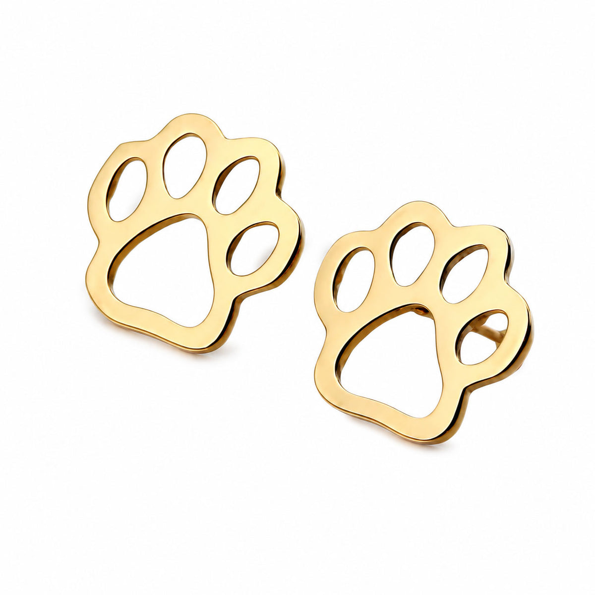 Aros Con Diseño De Huellas De Mascota Dorado Acero Inoxidable