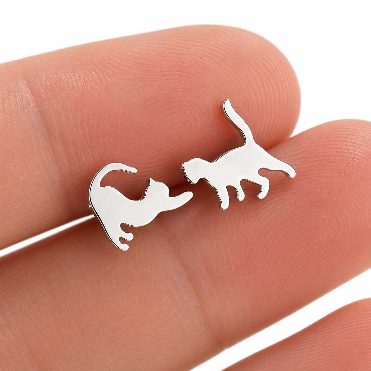 Aros De Gato Plateados Acero Inoxidable
