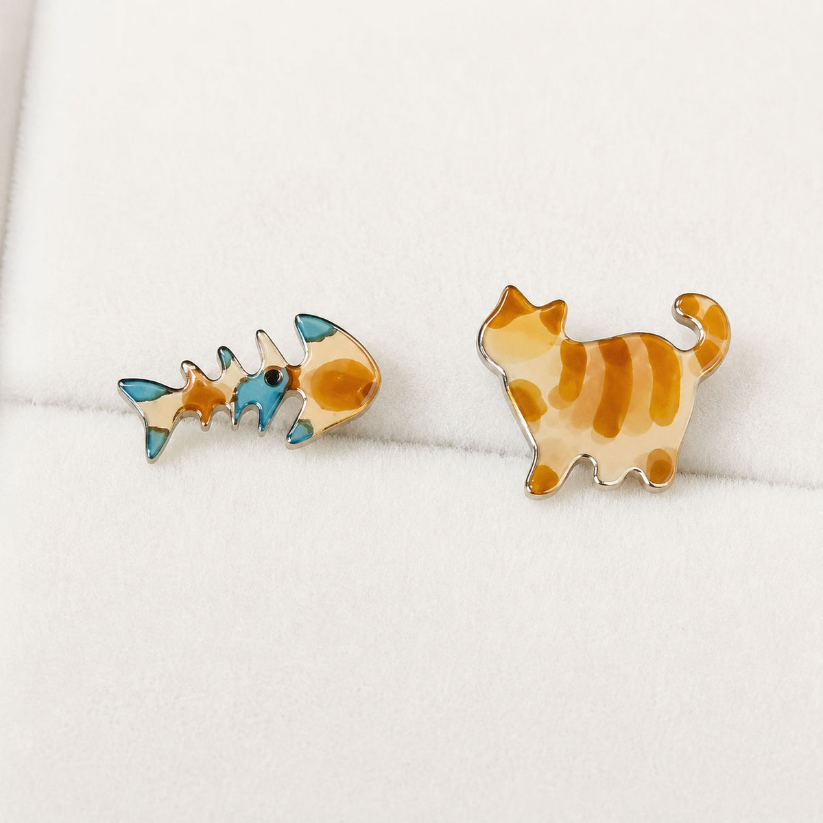 Aros De Resina De Pez Y Gato Joyería Pet Lover