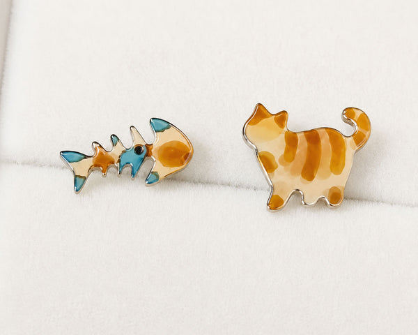 Aros De Resina De Pez Y Gato Joyería Pet Lover
