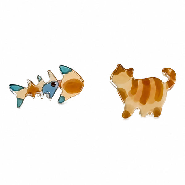 Aros De Resina De Pez Y Gato Joyería Pet Lover