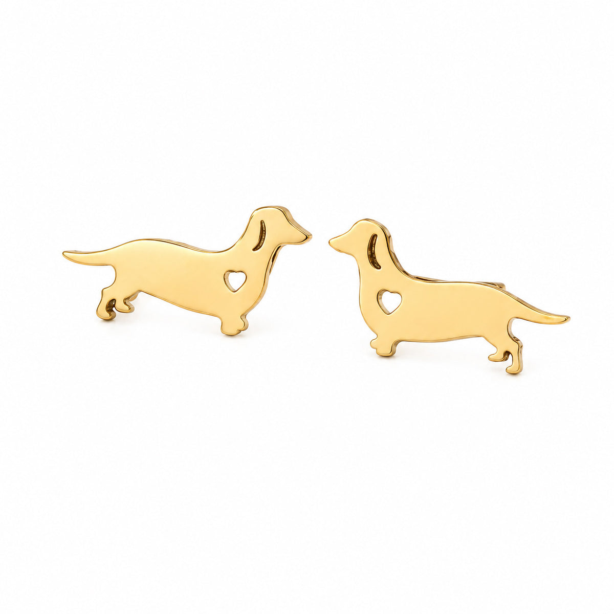 Aros Dorados De Perro Salchicha En Acero Inoxidable