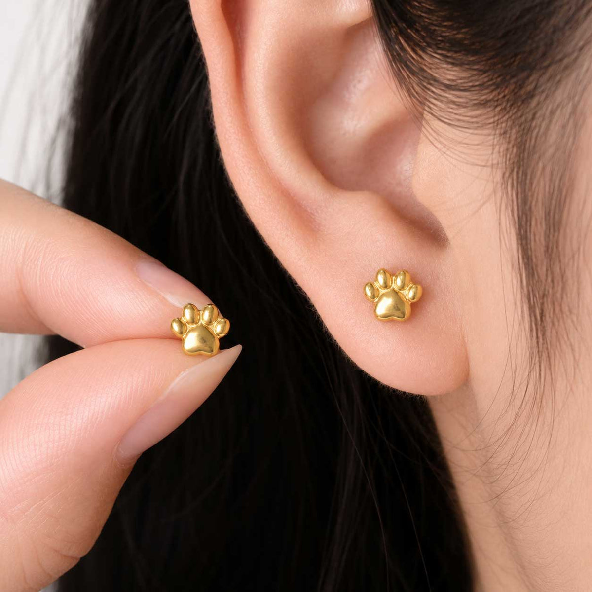Aros Elegantes Dorados De Huellas De Acero Inoxidable