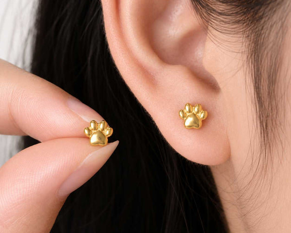 Aros Elegantes Dorados De Huellas De Acero Inoxidable