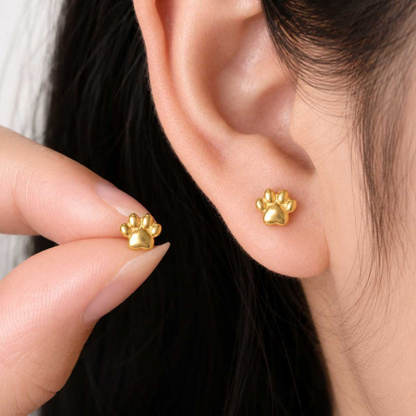 Aros Elegantes Dorados De Huellas De Acero Inoxidable