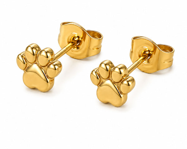 Aros Elegantes Dorados De Huellas De Acero Inoxidable