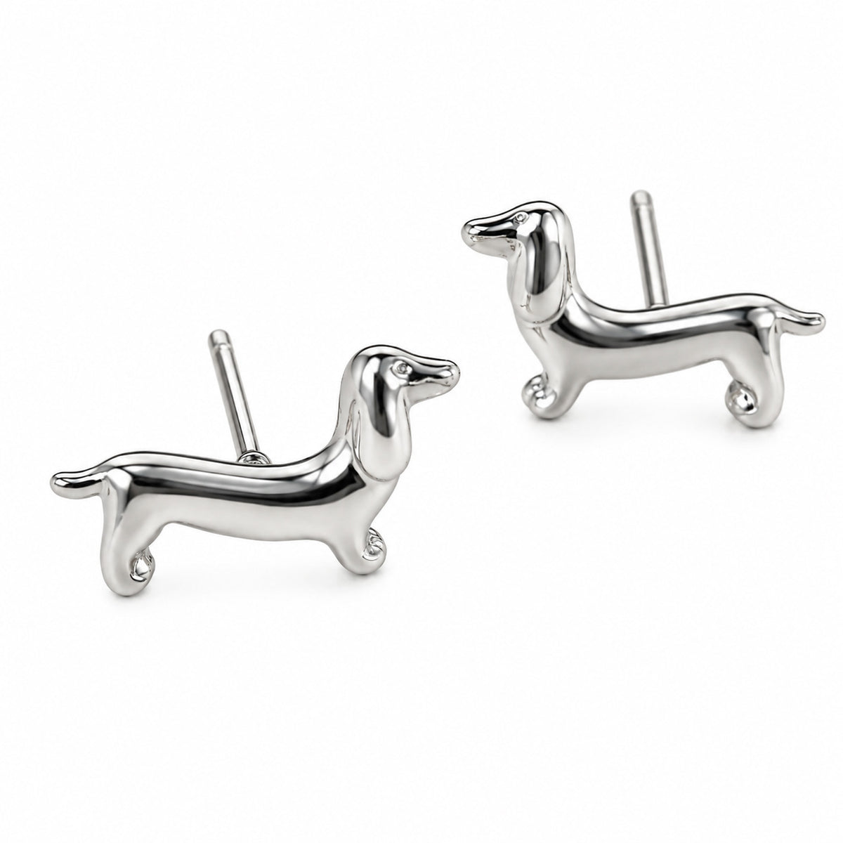 Aros Plateados Diseño De Perro Salchicha