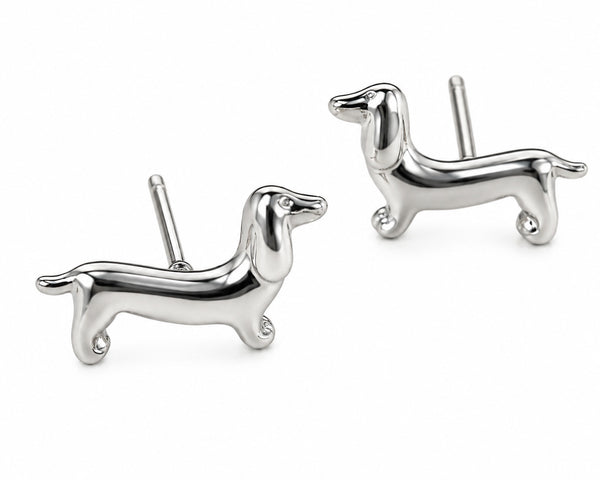 Aros Plateados Diseño De Perro Salchicha