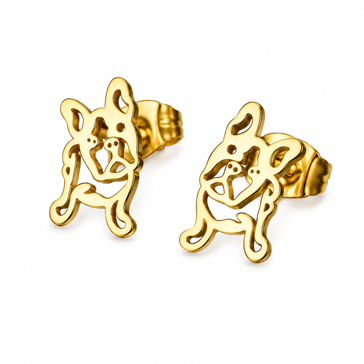 Aros Con Diseño De Bulldog Francés Acero Inoxidable