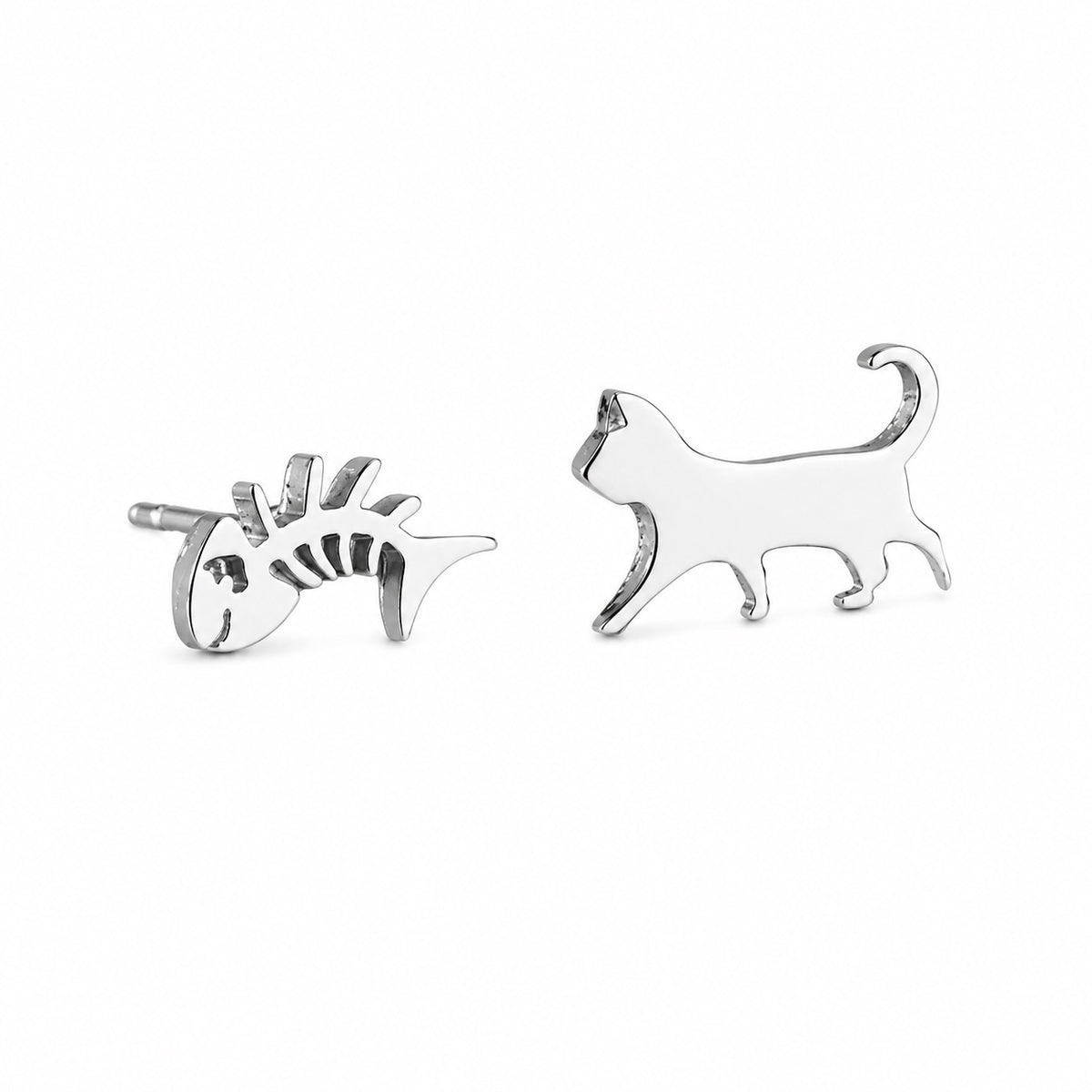 Aros De Acero Inoxidable De Gato y Pez