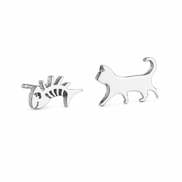 Aros De Acero Inoxidable De Gato y Pez