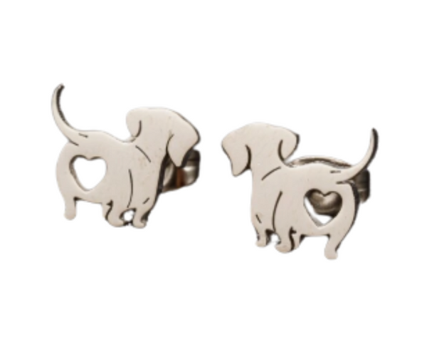 Aros De Acero Inoxidable De Perro Salchicha Plateado - Moxy Pet Box