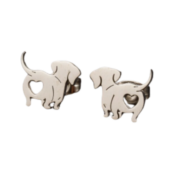 Aros De Acero Inoxidable De Perro Salchicha Plateado - Moxy Pet Box