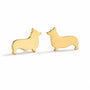 Aros Con Diseño De Corgi Dorado Acero Inoxidable