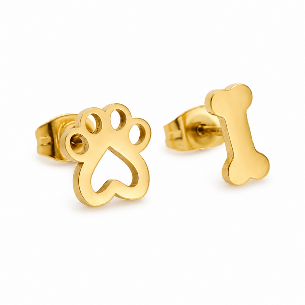 Aros Huella y Hueso Acero Inoxidable Dorados