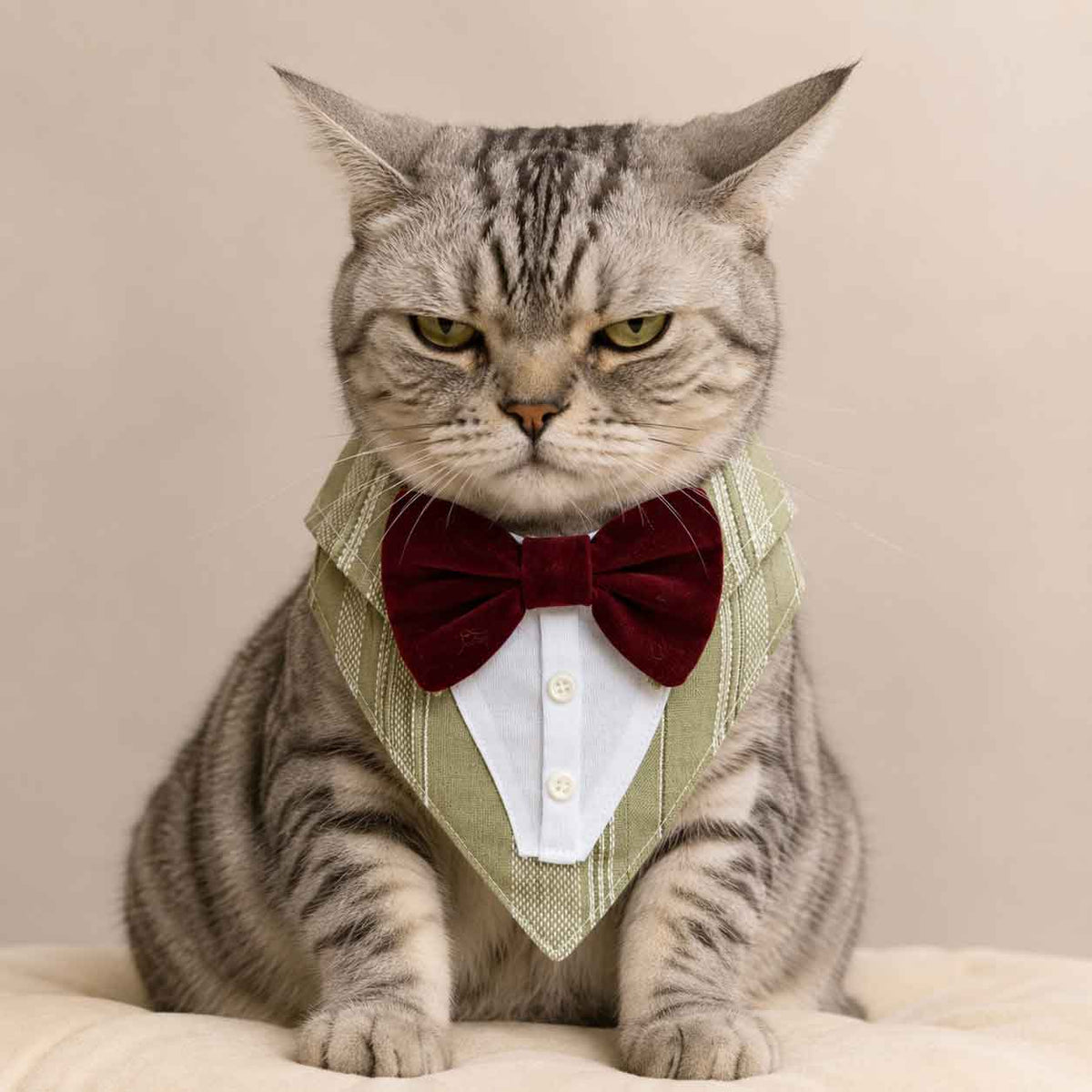 Bandana De Etiqueta Verde Ornamento - Gala Para Gatos