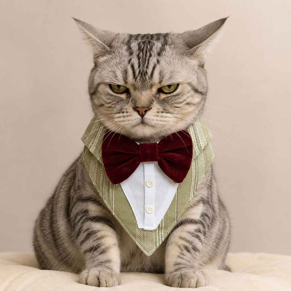 Bandana De Etiqueta Verde Ornamento - Gala Para Gatos